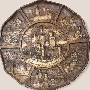 German Romantische Alpenfahrt 3D Wood Carved Plate